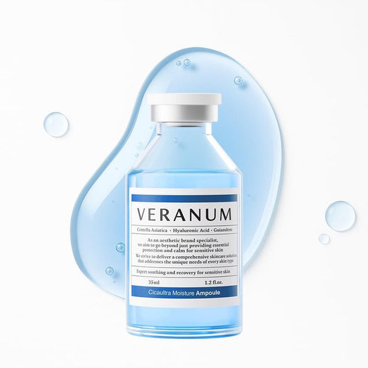Veranum Cicaultra Moisture Ampoule – Korean Peptide & Hyaluronic Acid Face Serum for Sensitive Skin – Deep Hydration, Barrier Repair & Glass Glow Firmness – 1.2 fl oz (35 mL)