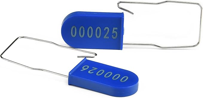 LeadSeals 500PCS Plastic Padlock Security Seals Metal Wire Padlocks Electric Meter Lockout Tags Disposable Anti-Tamper Lock Numbered Anti Tamper Tags Blue