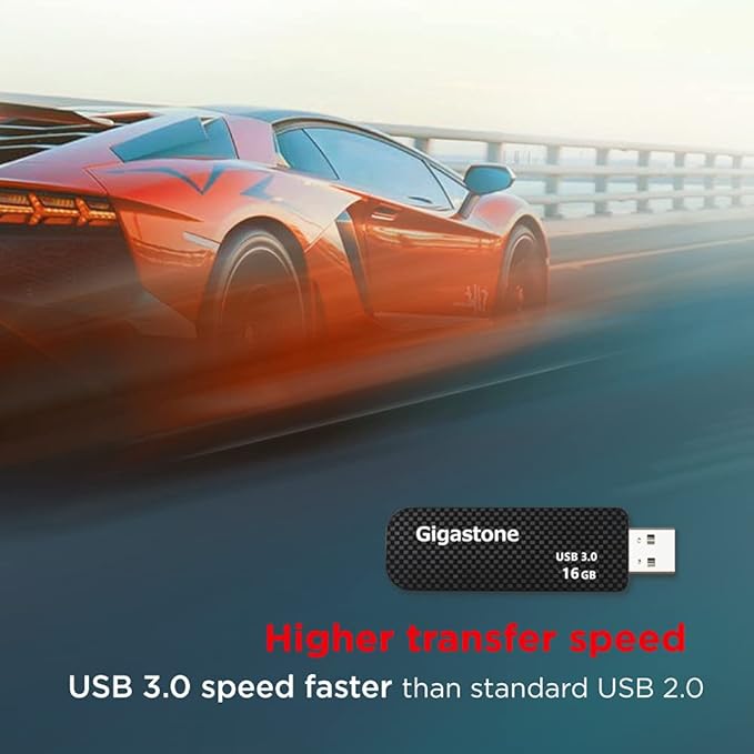 Gigastone Z30 16GB USB3.0 Flash Drive, Capless Retractable Design Pen Drive, Carbon Fiber Style, Reliable Performance & Durable (GS-U316GSLBL-R)