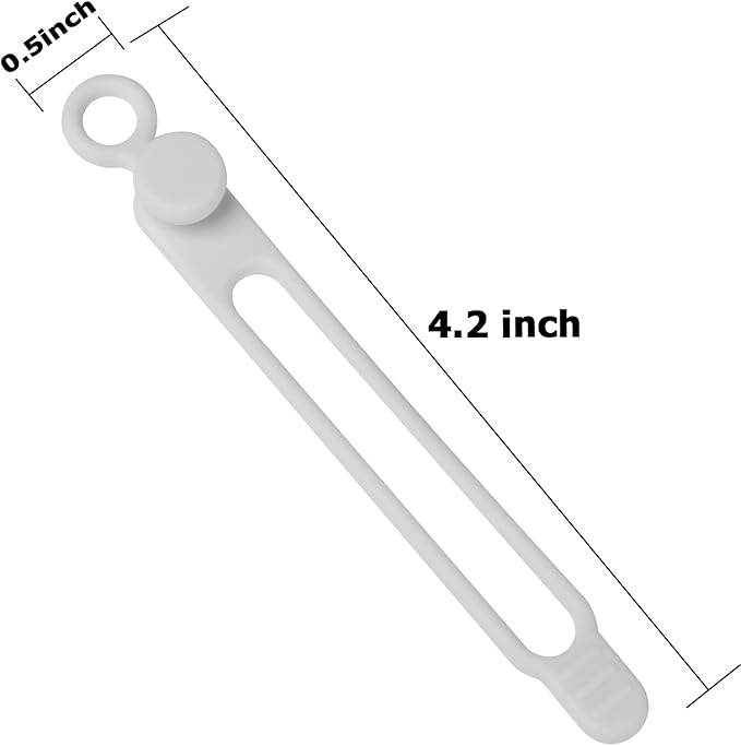 Nearockle 16Pcs Silicone Cable Ties Cord Organizer for Bundling Earphone, Phone Charger, Computer Cords, Reusable Wire Cable Management in Home,Office,Kitchen,School,Travel (White)