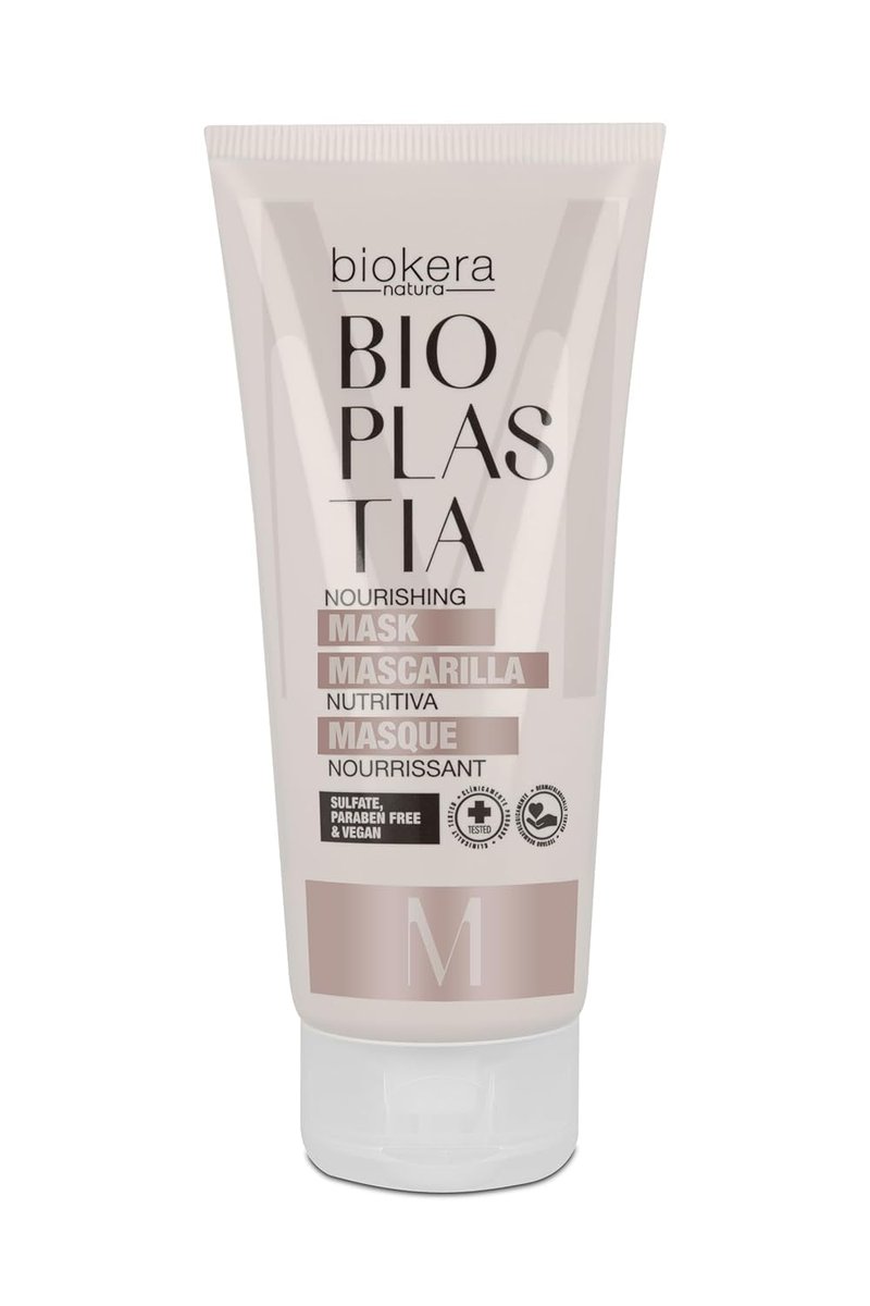 SALERM - Nourishing Hair Mask - Biokera Bioplastia - 200 ml - Vegan Keratin and Mankett Seed Oil - Restores and Protects - Stronger and More Elastic Hair - Anti-Frizz Hair