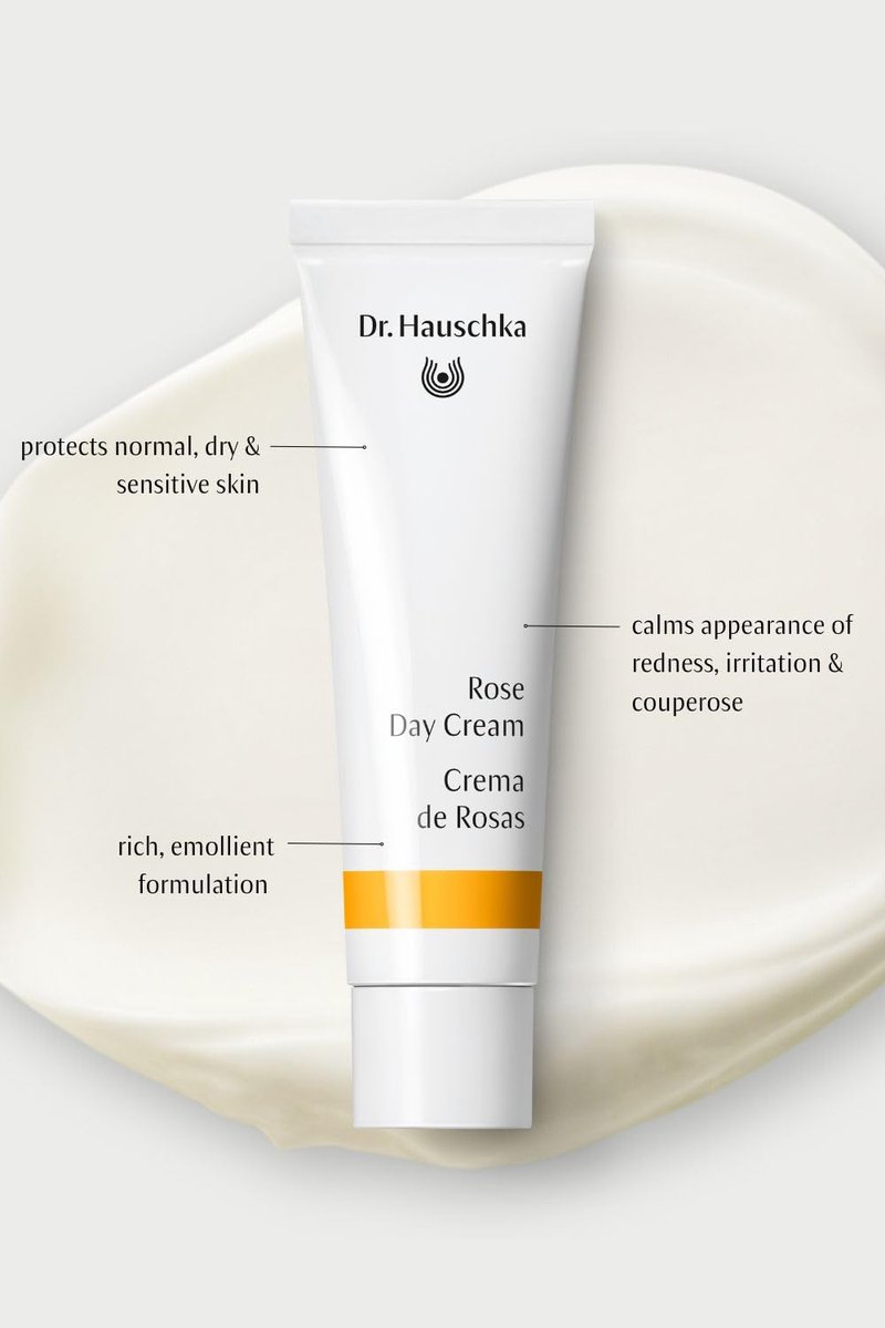 Dr. Hauschka Rose Day Cream, Daily Moisturizer, 1.0 US fl oz, For Dry, Sensitive, Red Skin, With Shea Butter & Avocado Oil