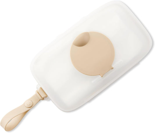 Skip Hop Baby Wipes Dispenser Case - Travel-Friendly Holder for Up to 40 Wipes | Snug Seal, Oat