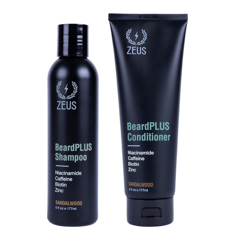 BeardPLUS Beard Shampoo & Conditioner Set for Men - Hydrating Hair Growth Treatment with Biotin & Caffeine | Made in USA