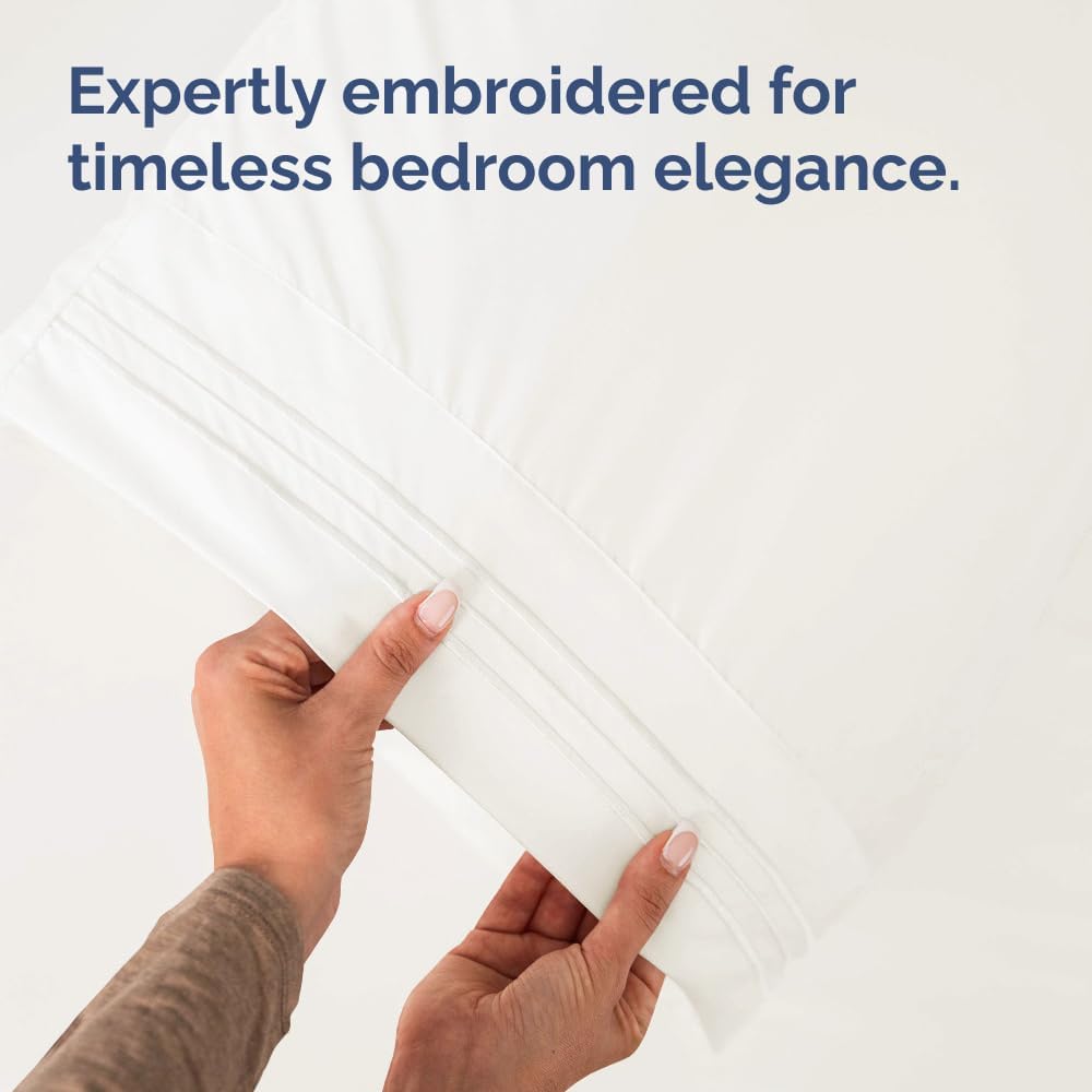 Skiennix Queen Pillow Cases Set of 4 - Ultra Soft Hotel Quality - Wrinkle Free & Fade Resistant - Antique White