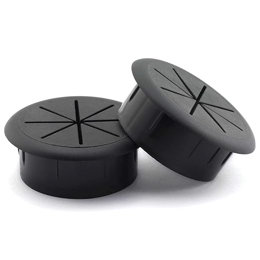 HJGarden 2PCS 2Inch (50mm) Desk Cord Grommets Wire Cable Hole Cover for Office PC Desk Cable Cord Cover Black
