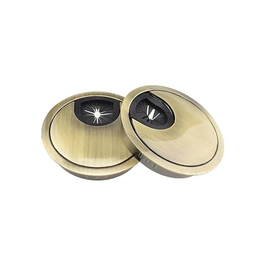 HAHIYO 2Pcs 2.4Inch/60mm Bronze Zinc Alloy Desk Grommet Wire Grommet Cable Management Cord Hole Cover Desk Wire Hole Insert Wire Organizer for Computer Office Home School Equipment Systems