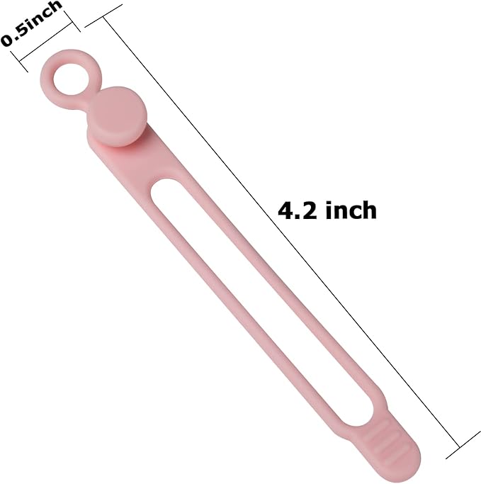 Nearockle 16Pcs Silicone Cable Ties Cord Organizer for Bundling Earphone, Phone Charger, Computer Cords, Reusable Wire Cable Management in Home,Office,Kitchen,School,Travel (Pink)