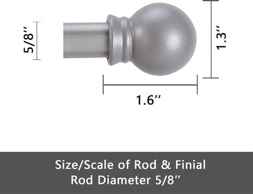 GXOACKJ Decorative Curtain Rods - Heavy Duty Metal, 66-120 Inch, Silver Finish with Brackets