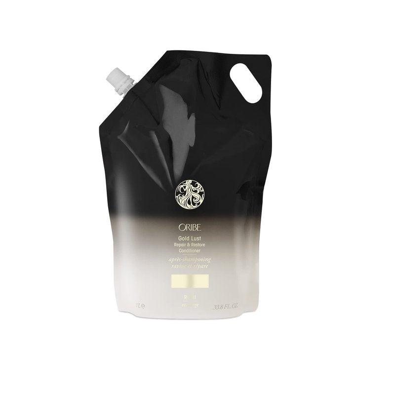 Oribe Gold Lust Repair & Restore Conditioner - Repairs & Prevents Damage - Strengthens & Moisturizes Dry Strands - Helps Reduce Split Ends - For Damaged Hair - 33.8 oz (Liter Refill)