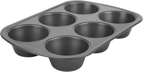 GoodCook Jumbo Texas Muffin Pan - Nonstick Steel, 6-Cup, Gray | Pack of 12
