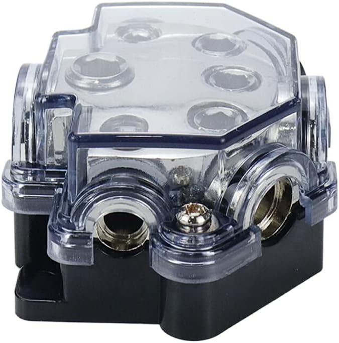 S SYDIEN 2pc Power Distribution Block Car Audio 1 in 5 Ways Out Car Audio Distributions Block 0 Gauge Input 2/4/8 Gauge Out Ground Cable Splitter Distribution Blocks for Automotive