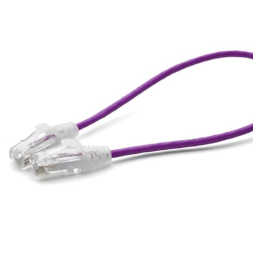 TRUECABLE Cat6 Component Rated Patch Cable, Unshielded (U/UTP), 1ft, Purple, 28AWG Stranded Pure Copper, Snagless 10G High-Speed Ethernet Cable, PoE++ 4PPoE 100W, UL Listed, RoHS-3, 1 Pack