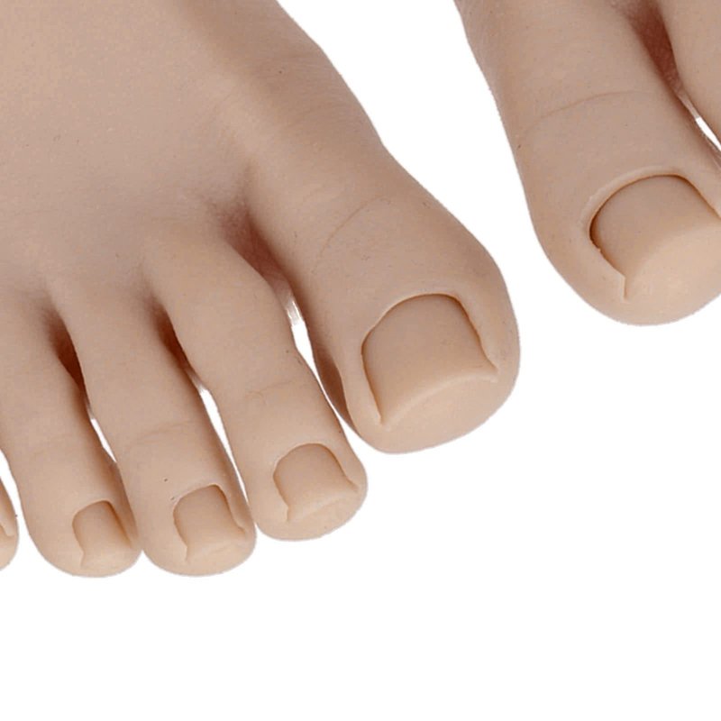 Practice Fake Foot for Nail Practice, 1 Pair Flexible Soft Silicone Prosthetic Manicure Tool Fake Foot Model with Half Foot Design, Silicone Fake Foot for Nails Training Display (Dark Skin Color)