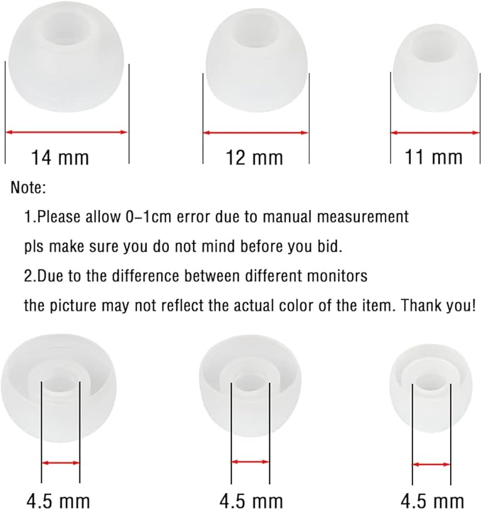 WKYMY Replacement Earbud Tips Silicone Eartips for in- Ear Headphones Rubber Tips Earbud Caps 9 Pairs S M L