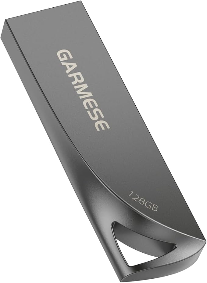 GARMESE 128GB USB 3.0 Flash Drive, Metal Waterproof & Slim Portable Memory Stick with Keychain Hole, Thumb Drive for PC/Laptop/Car/Travel Data Storage - Gray