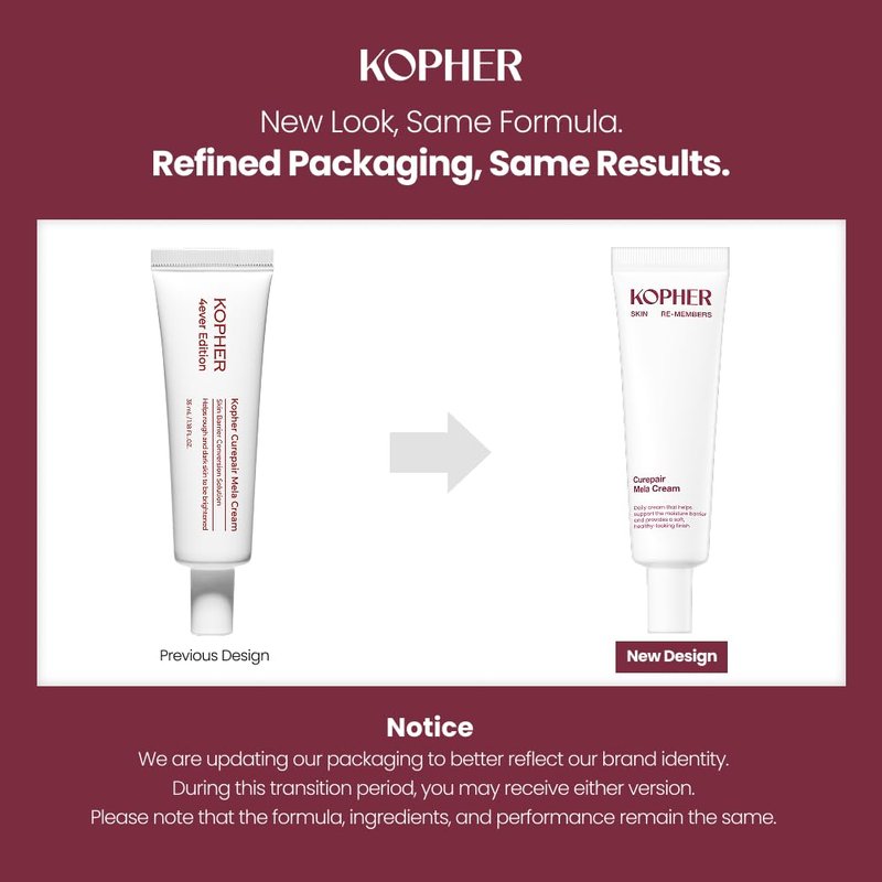 Kopher Curepair Mela Cream[4ever Edition] with 10GF Soothing & Repairing Moisturizer for Sensitive Skin - Redness Relief, Barrier Strengthening Skin, Korean Skincare (1.18 fl.oz.)