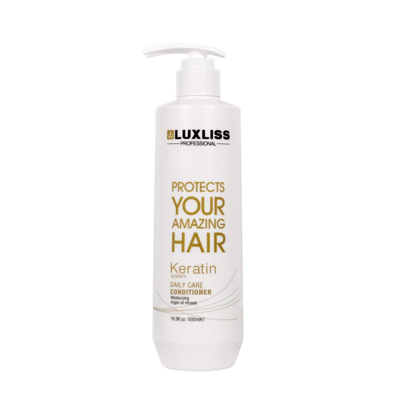 Luxliss Keratin Daily Care Shampoo & Conditioner Set - Moisturizing Anti-Frizz Formula for Chemically Treated Hair | 2 Pack (16 Fl Oz Each)