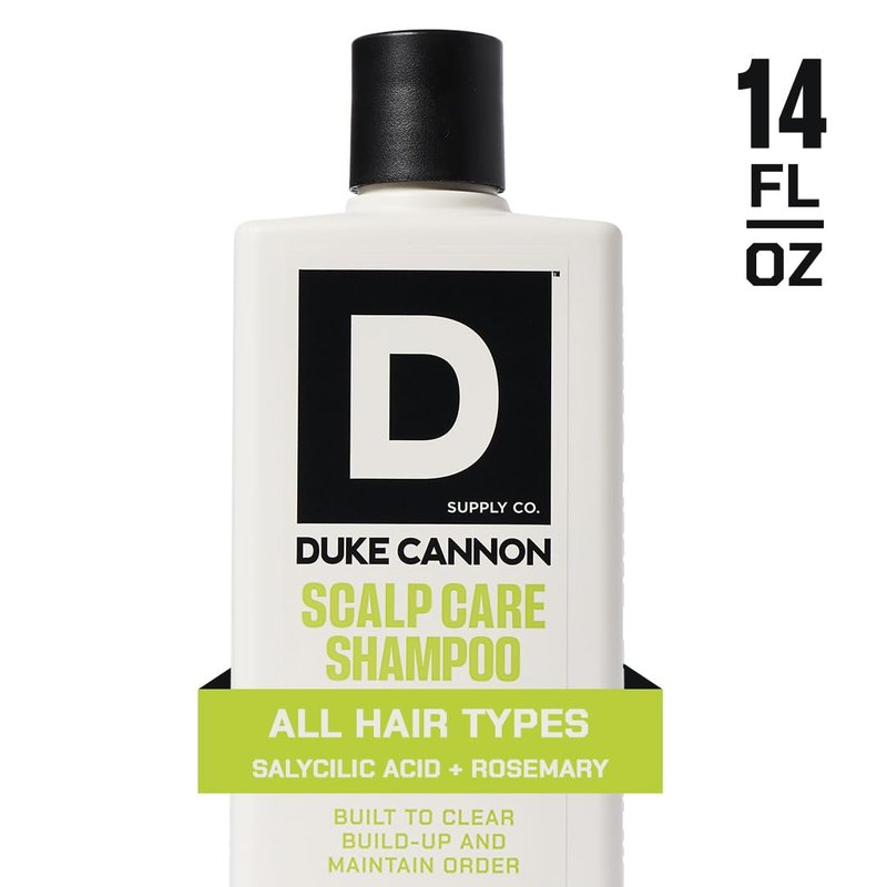 Duke Cannon Superior Grade Scalp Care Shampoo for Men, 14 oz – Salicylic Acid for Build-Up Removal, Rosemary & Arnica for Scalp Soothing, Wheat Protein for Strength, Sulfate-Free