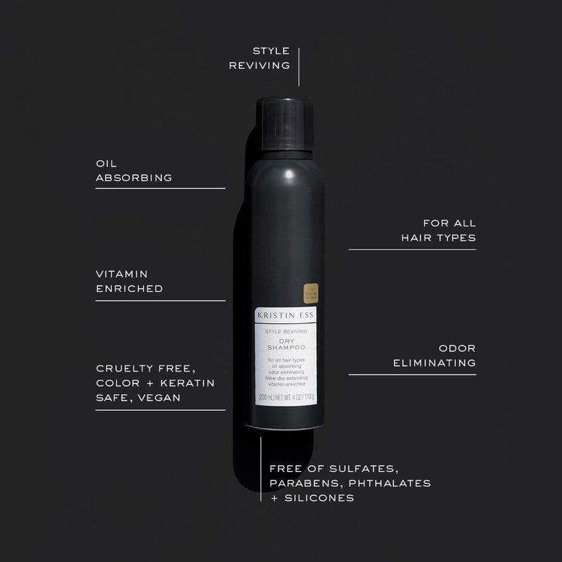Kristin Ess Hair Dry Styling Set - Vitamin C Dry Shampoo Powder Spray + Light Hold Texturizing Spray - Volumizing + Oil Absorbing + Shine Enhancing for Dark, Brunette + Blonde Hair - Sulfate Free