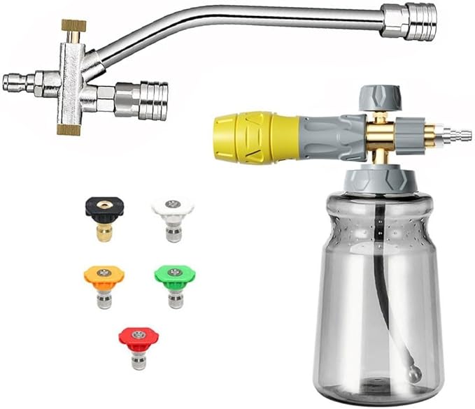 1000ml Handheld Foam Watering Can Sprayer High Pressure Car Wash Spray Bottle Dual Purpose Switch Snow Foam Pressure Washer Cleaning Tool for Cars Motorcycles Roofs Driveways(connecting rod)