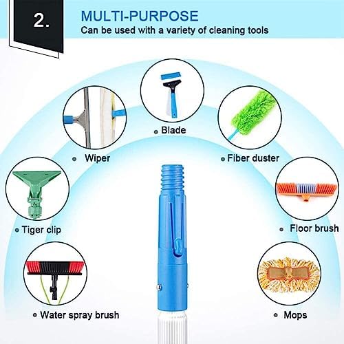 Telescopic Window Cleaning Pole 10-39ft, Water Fed Brush with 30cm/50cm Head, Ideal for Roof & High Window Cleaning, Durable & Extendable Cleaning Tools