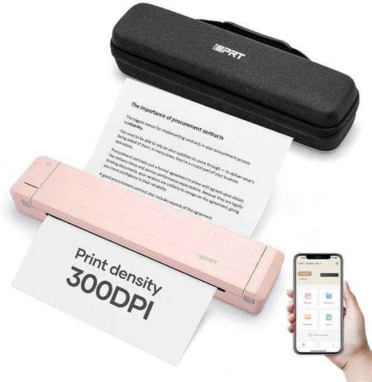 iDPRT MT888 Portable Thermal Printer, 300DPI HD Mobile-Travel-Printers, Inkless-Wireless-Small-Printer for Home Use, Office, Vehicles, Bluetooth Printers Supports 8.5" x 11" US Letter&A4&A5, Pink