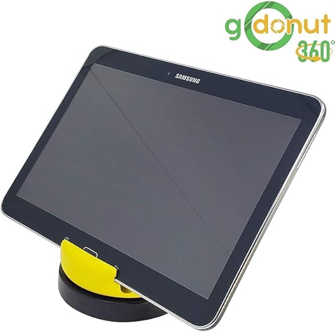 GoDonut 360 Swivel – Smartphone and Tablet Stand and Desk Organizer with 360 Degrees Device Rotation - Compact and Portable for Travel, Office and Home - Made in USA (Yellow)