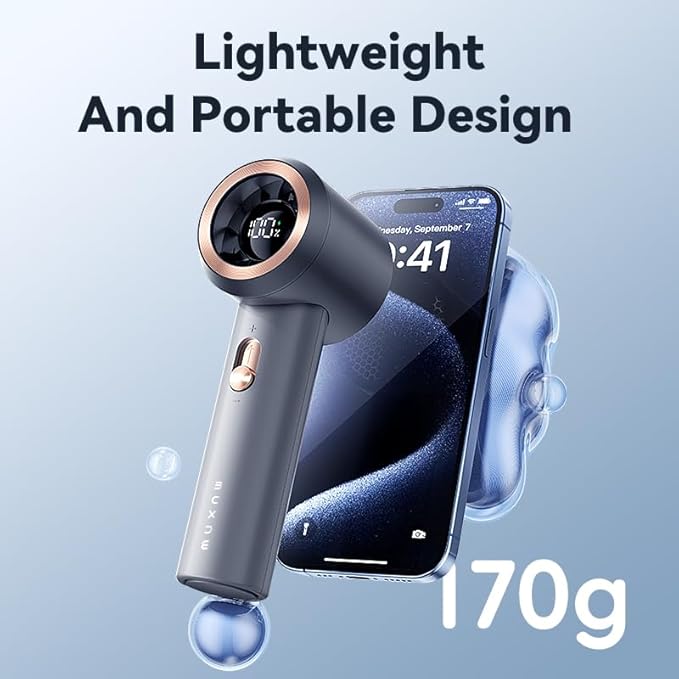 MUXNW Portable Fan For Travel Mini: Small Pocket Handheld Personal Rechargeable Battery Operated USB High Speed Keeping Cool In Hot Weather Summer Beach For Women (gray)