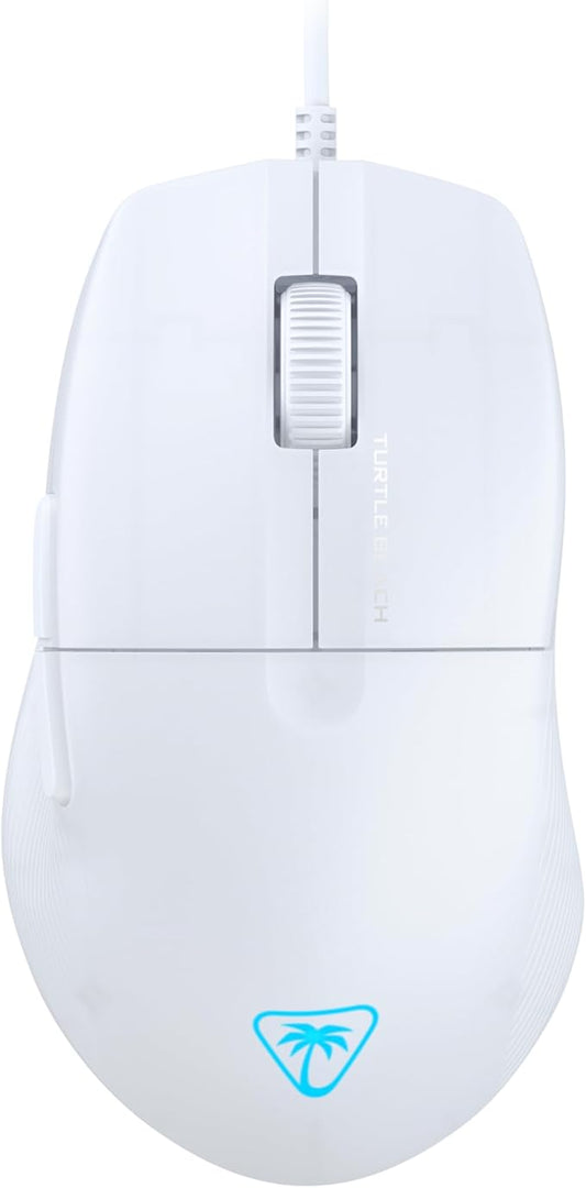 Turtle Beach Pure SEL Wired RGB Gaming Mouse, Ultra-Light 49g Ergonomic Design, 8000 DPI Optical Sensor, Mechanical Switches, Pretension System, Pure PTFE Glides, AIMO RGB Lighting – White