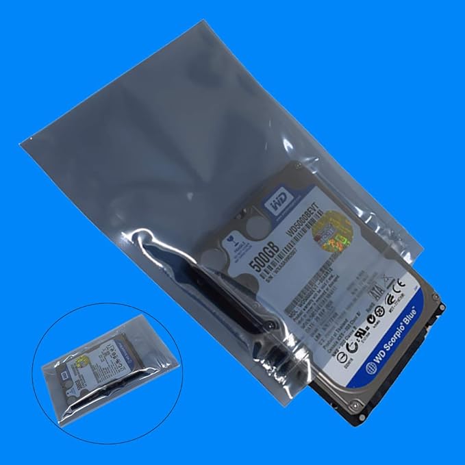 Daarcin Anti Static Bags,ESD Bags,100pcs Mixed Sizes Antistatic Resealable Bag for 3.5 Hard Drive, 2.5 Solid State Drive with Labels, ESD Shielding Bag for Varieties of Electronic Device