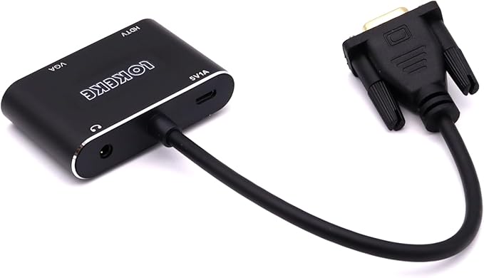 LOKEKE VGA to HDMI VGA, VGA to HDMI VGA Adapter with Audio Cable and USB Cable for Computer, Desktop, Laptop, PC, Monitor, Projector, HDTV