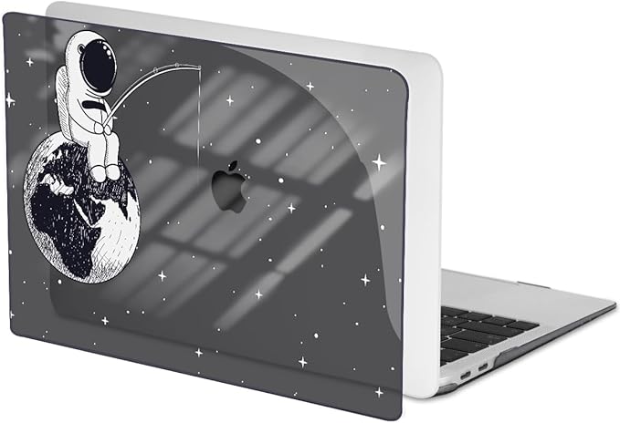 LCMOCICO Compatible with MacBook Air 13 inch Case M1 A2337 A2179 A1932 Cover 2021 2020 2019 2018 Release with Retina Display & Touch ID, Crystal Black Pattern Plastic Hard Shell Case, Astronaut Earth
