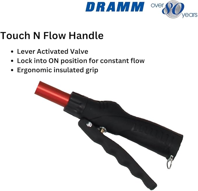 Dramm Touch-N-Flow Rain Wand â 16â Long, Blue â Full Watering Flow with Trigger-Style Shut-Off Valve & Lock â High-Flow, Gentle Spray for Gardens, Hanging Baskets & Flowerbeds