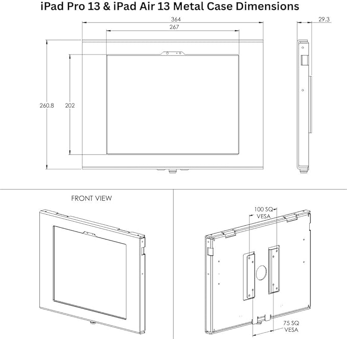 TABcare Locking Anti-Theft Metal Case for iPad Pro 13" 2024/2025 M4/M5 for Kiosk, POS, Store, Show Display, Time Clock (White)