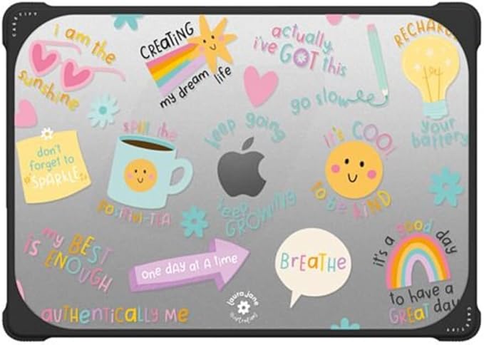 CASETiFY Bounce MacBook Pro 16-inch (M1-M5) Case [Enhanced Protective Corner Design/Ventilation Cutouts/Anti-Slip Grip] - Keep Growing by Laura Jane Illustrations - Clear Black