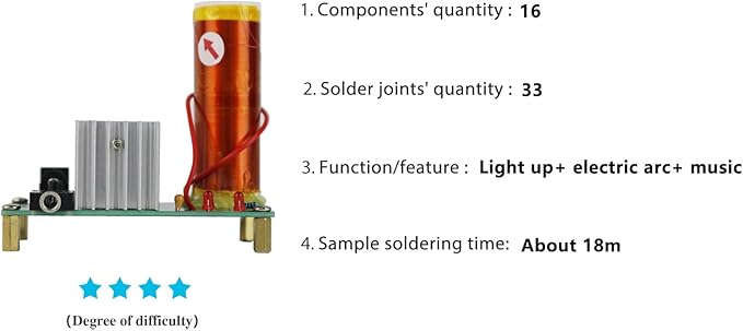 Yidab Tesla Coil Soldering Kit with Purple Arc & Bluetooth Music Sync | DIY Spark Generator for Science Experiments, Lighting Lamps, and Audio Visual Effects