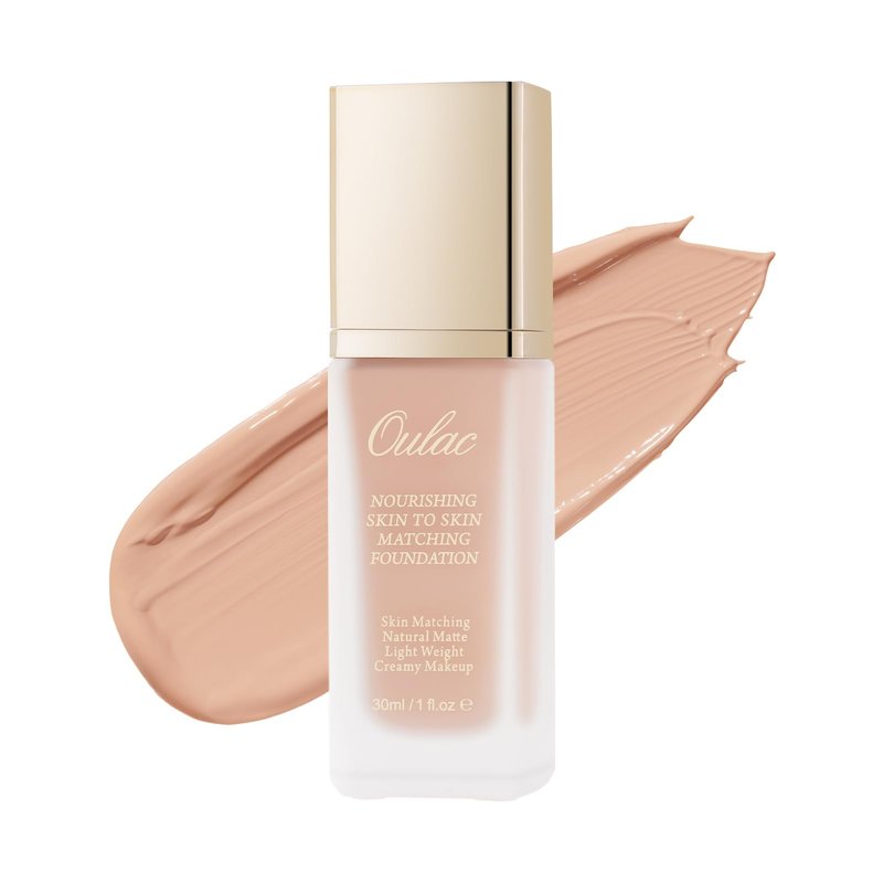 Oulac Foundation Make Up, Skincare Infused With Aloe Leaf And Vitamin E, Medium to High Coverage Liquid Foundation, Foundation Vegan 30ml, Shade：Nude 05