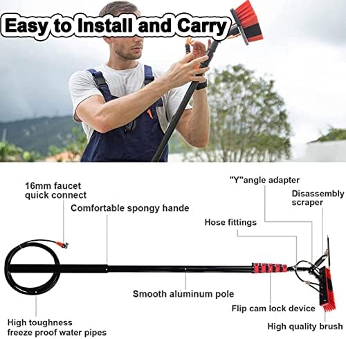 4M-12M Window Cleaning Kit, Telescopic Water Fed Pole with Squeegee & Brush, Extendable Roof & Glass Cleaner, Ideal for Solar Panel & Outdoor Use