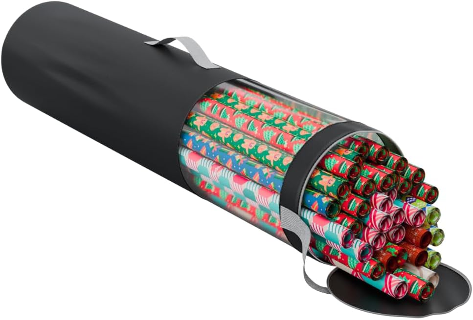 ProPik Wrapping Paper Storage Organizer Bag - Heavy Duty Polyester | Holds Up to 24 Rolls, 40 Inch, Black