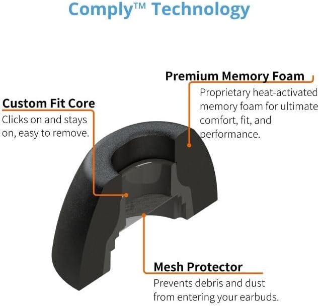 Comply TrueGrip | Premium Memory Foam Replacement Earbud Tips for Samsung Galaxy Buds4 Pro & Buds3 Pro | Long-Lasting Comfort, Secure Fit, Noise Isolation | Black (Small) (3 Pairs)