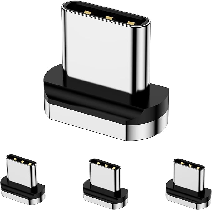 CNakdDG Magnetic Connector Tips Head for USB-C Android Devices (4 Pack), only Compatible 5A Magnetic Charging Cable or Magnetic Adapter