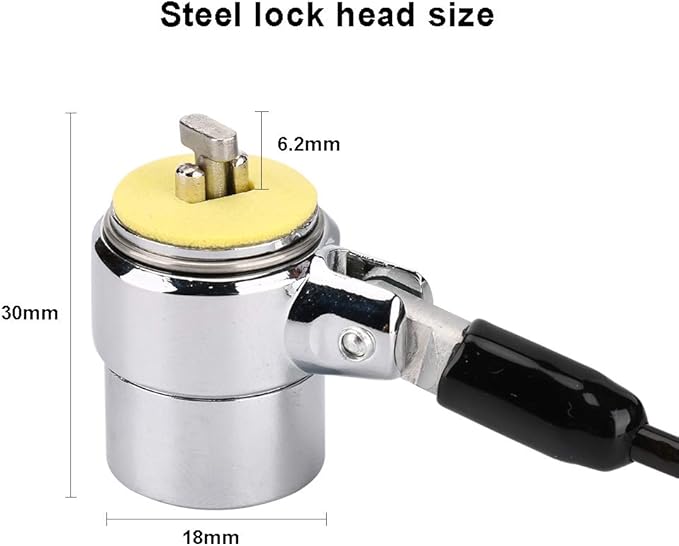 LORADAR 10-Foot Retractable Anti-Theft Steel Cable Lock with Lock Plate, Suitable for laptops, Tablets, Monitors, and Mobile Phones (Silver, 1 Pack)