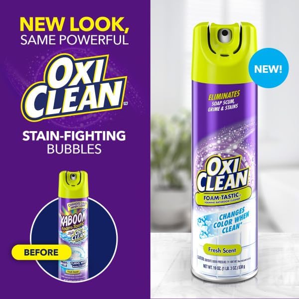OxiClean Foam-Tastic Foaming Bathroom Cleaner, Fresh Scent, 19 oz (4 Pack)