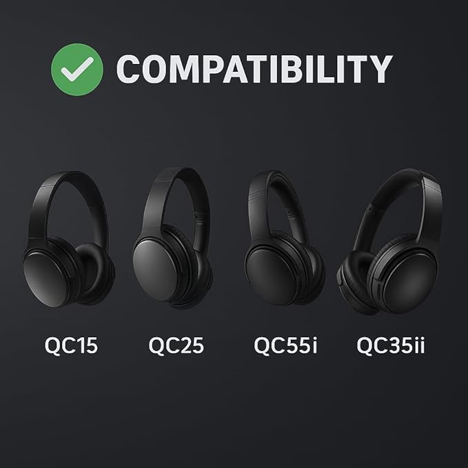 DanYee Noise-canceling Bose Earpads Replacement for Bose QC15 25 35&35II-Restore Canceling Noise-Block Noise as Original During Commute- Sweatproof & Secure Fit-Soft Memory Foam-Easy Install-Black