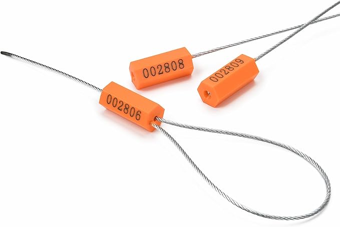 Leadseals 50PCS Steel Cable Seals Metal Security Seal Numbered Metal Truck Trailer Seals Security Tags Tamper Evident Tags Container Seals Pull Tight Steel Wire Seals
