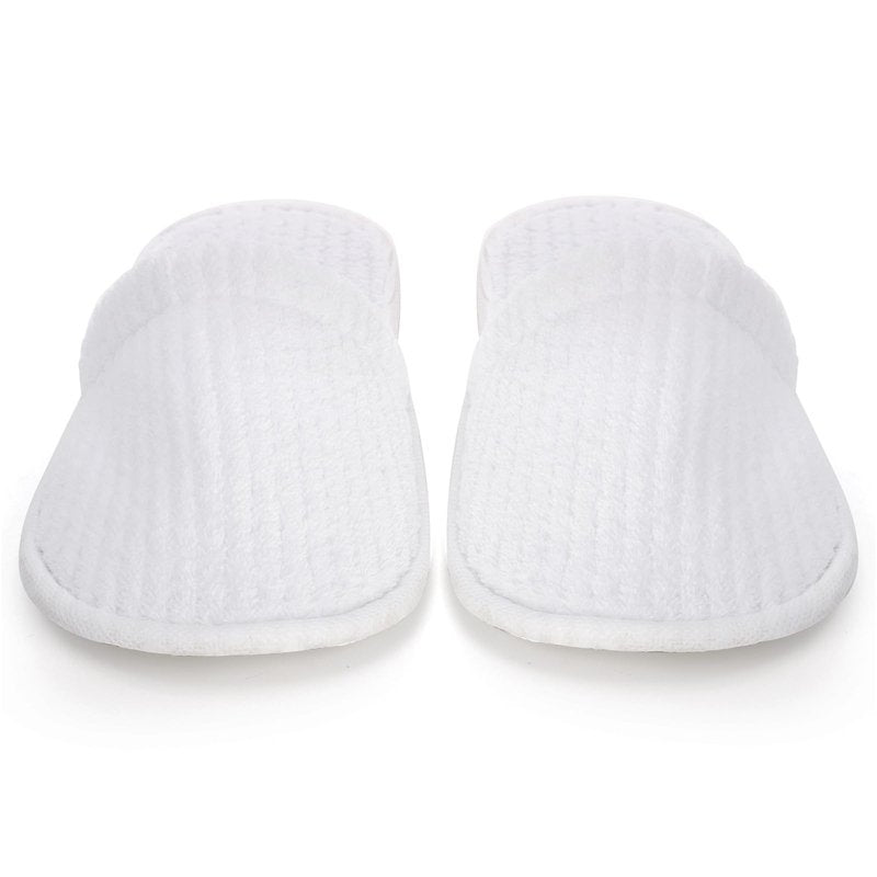 Frcctre 20 Pairs White Disposable Slippers, Closed Toe Soft Coral Fleece SPA Slippers for Women and Men, Comfortable Non-Slip Disposable Slipper for Travel Guests Hotel Home Salon