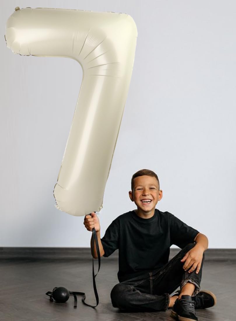 Number 6 Balloon - 40 Inch Cream White Birthday Decoration for Boys & Girls | Perfect for 6th Birthday Celebrations