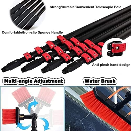 Water Fed Pole Telescopic Outdoor Window Cleaner, Conservatory Roof Cleaner/Water Fed Extendable Brush/Window Clean Kit Roof Cleaning Tools with 20M Water Supply Hose,39F,12FT/3.6M