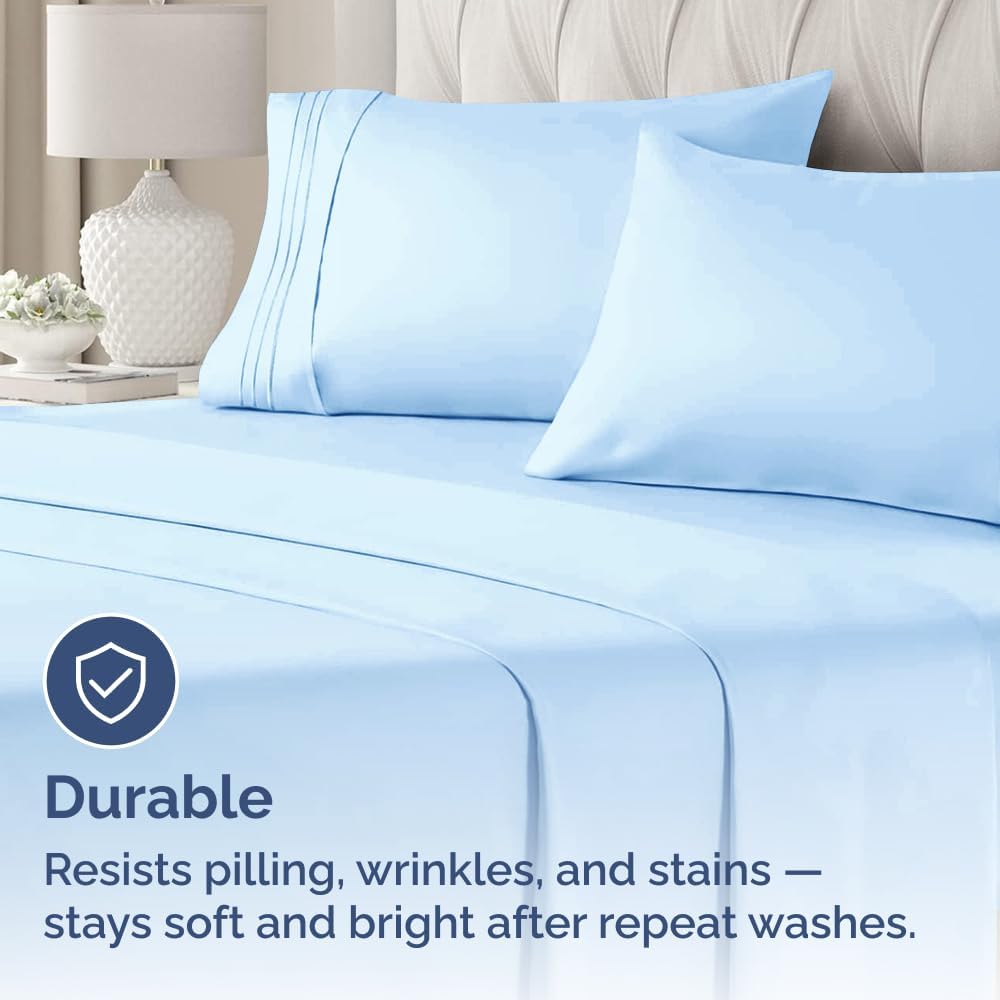 Skiennix Standard Pillow Cases Set of 2 | Soft Hotel Quality, Wrinkle-Free & Stain Resistant - Light Blue